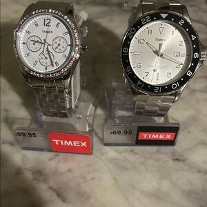 Timex Silver and Black Men's Watch Duo